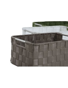 Set de basket Home ESPRIT Vert Gris Crème Métal polypropylène (3 Pièces) (3 Unités) 2
