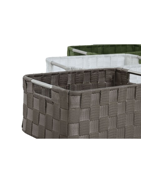 Set de basket Home ESPRIT Vert Gris Crème Métal polypropylène (3 Pièces) (3 Unités)