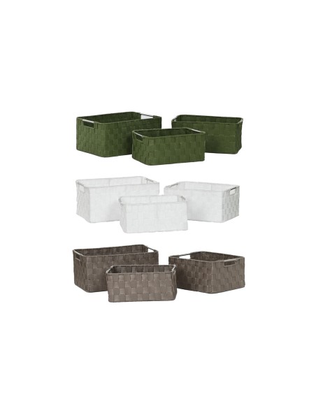 Set de basket Home ESPRIT Vert Gris Crème Métal polypropylène (3 Pièces) (3 Unités)
