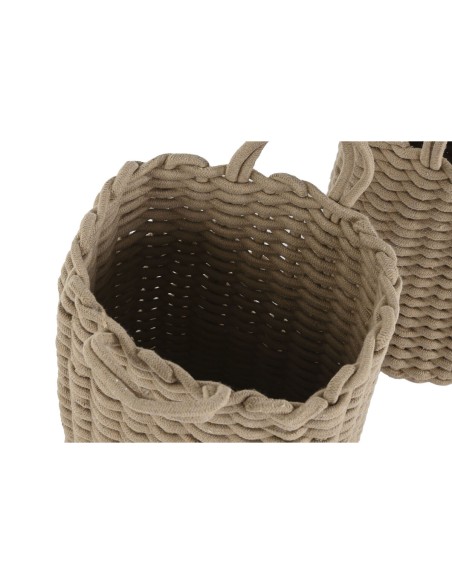 Set de basket Home ESPRIT Blanc Beige Corde (2 Pièces) (2 Unités)