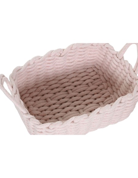 Set de basket Home ESPRIT Beige Gris Rose Corde (3 Pièces) (3 Unités)