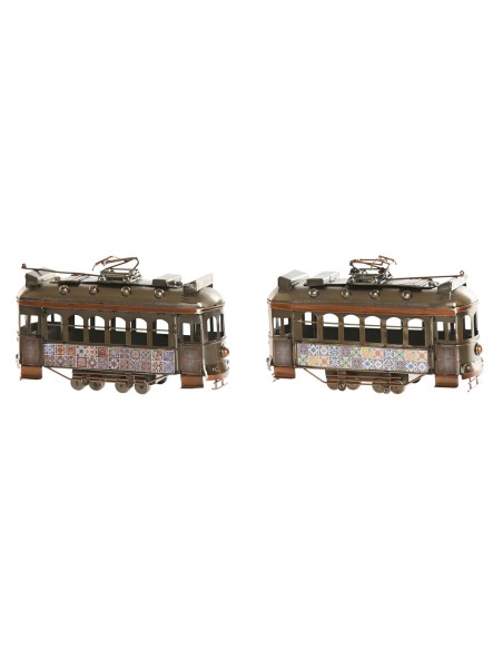 Figurine Décorative Home ESPRIT Doré Argenté Train Vintage 20 x 7 x 12 cm