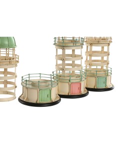 Figurine Décorative Home ESPRIT Bleu Vert Rose 13 x 13 x 27,5 cm (3 Unités) 2