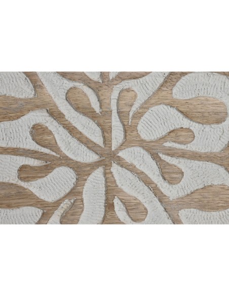 Décoration murale Home ESPRIT Blanc Naturel Floral 60 x 2,5 x 60 cm (4 Pièces)