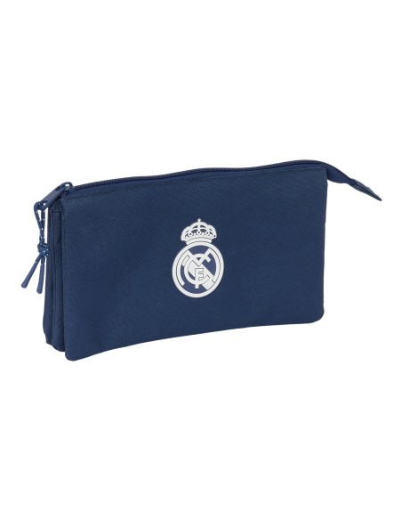Trousse Fourre-Tout Triple Real Madrid C.F. Blue marine 22 x 12 x 3 cm