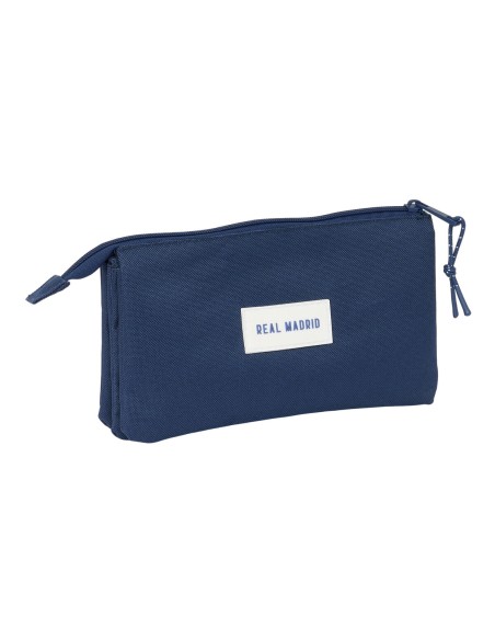Trousse Fourre-Tout Triple Real Madrid C.F. Blue marine 22 x 12 x 3 cm