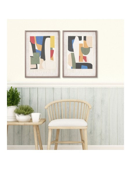 Cadre Home ESPRIT Beige Abstrait Urbaine 42,4 X 3 X 57 CM (2 Unités)