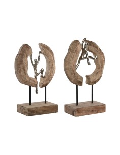 Figurine Décorative Home ESPRIT Marron Argenté Naturel 19 x 9 x 28 cm (2 Unités)