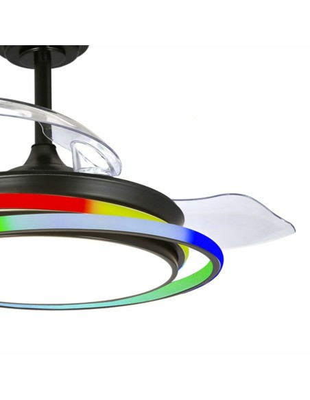 Ventilateur de Plafond CristalRecord ANTILA MINI RGB BK RETRAC Noir