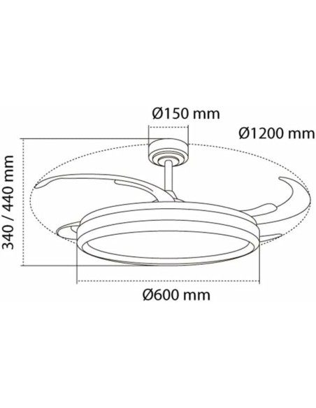 Ventilateur de Plafond CristalRecord CHARLY L RETRAC Transparent 80 W