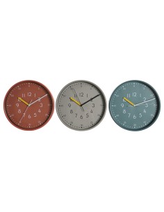 Horloge Murale DKD Home Decor Blanc Turquoise Terre cuite PVC Urbaine 30 x 4,3 x 30 cm (3 Unités)