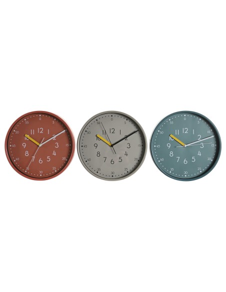 Horloge Murale DKD Home Decor Blanc Turquoise Terre cuite PVC Urbaine 30 x 4,3 x 30 cm (3 Unités)
