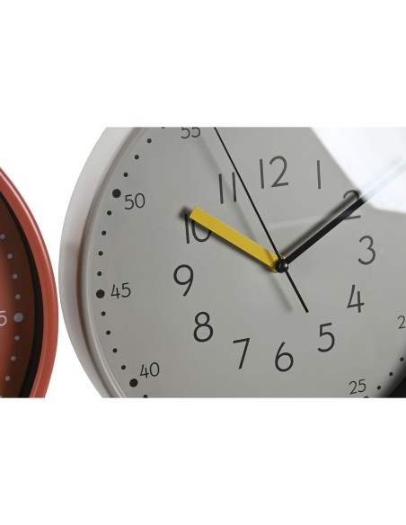 Horloge Murale DKD Home Decor Blanc Turquoise Terre cuite PVC Urbaine 30 x 4,3 x 30 cm (3 Unités)