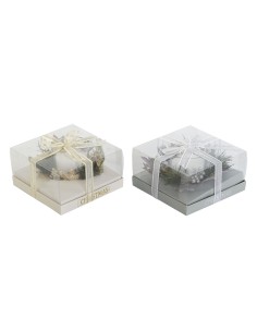 Bougie DKD Home Decor Doré Argenté Noël 15 x 15 x 5 cm (2 Unités)
