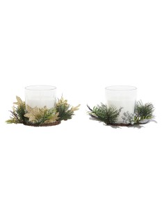 Bougie DKD Home Decor Doré Argenté Noël 15 x 15 x 5 cm (2 Unités) 2