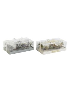 Chandelles DKD Home Decor Doré Argenté Noël 10 x 10 x 7 cm (2 Unités)