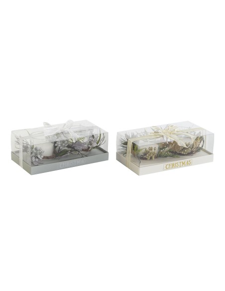 Chandelles DKD Home Decor Doré Argenté Noël 10 x 10 x 7 cm (2 Unités)