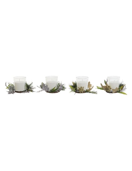Chandelles DKD Home Decor Doré Argenté Noël 10 x 10 x 7 cm (2 Unités)