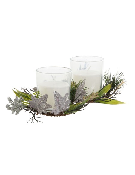 Chandelles DKD Home Decor Doré Argenté Noël 10 x 10 x 7 cm (2 Unités)