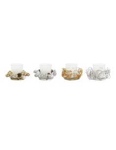 Bougie DKD Home Decor Doré Argenté Noël 10.5 x 10.5 x 7 cm 10,5 x 10,5 x 7 cm (4 Unités) 2