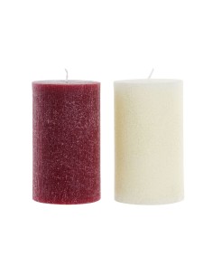Bougie DKD Home Decor Blanc Rouge Noël 9 x 9 x 15 cm (2 Unités)