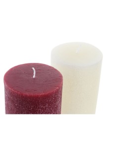 Bougie DKD Home Decor Blanc Rouge Noël 9 x 9 x 15 cm (2 Unités) 2