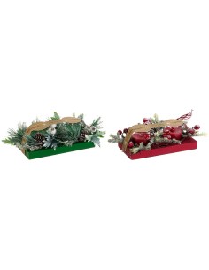 Bougie DKD Home Decor Rouge Vert 5,5 x 5,5 x 6,5 cm (2 Unités)