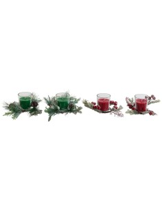 Bougie DKD Home Decor Rouge Vert 5,5 x 5,5 x 6,5 cm (2 Unités) 2