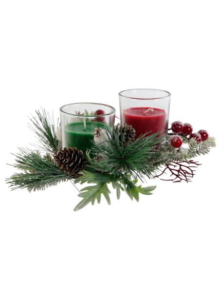 Bougie DKD Home Decor Rouge Vert 5,5 x 5,5 x 6,5 cm (2 Unités)