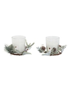 Chandelles DKD Home Decor Blanc Noël 10 x 10 x 7 cm 19 x 10.5 x 7 cm (2 Unités)
