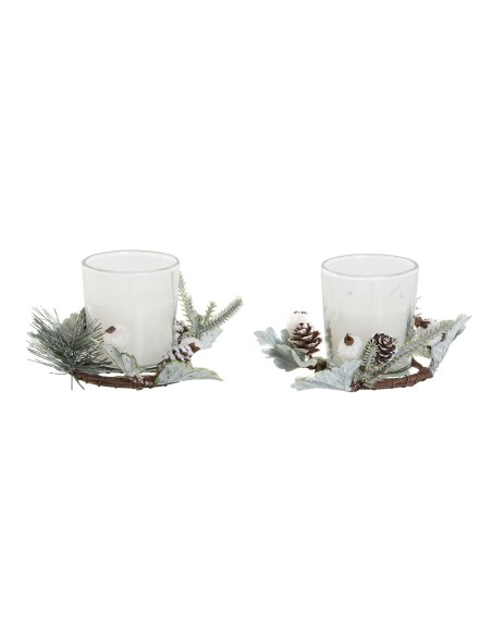Chandelles DKD Home Decor Blanc Noël 10 x 10 x 7 cm 19 x 10.5 x 7 cm (2 Unités)