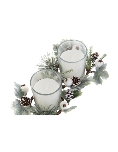Chandelles DKD Home Decor Blanc Noël 10 x 10 x 7 cm 19 x 10.5 x 7 cm (2 Unités)