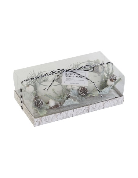 Chandelles DKD Home Decor Blanc Noël 10 x 10 x 7 cm 19 x 10.5 x 7 cm (2 Unités)