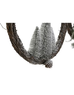Couronne de Noël DKD Home Decor Naturel osier Ananas Enneigé 46 x 7 x 46 cm (2 Unités) 2