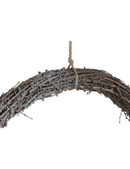 Couronne de Noël DKD Home Decor Naturel osier Ananas Enneigé 46 x 7 x 46 cm (2 Unités)