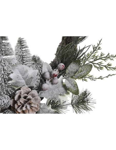 Couronne de Noël DKD Home Decor Naturel osier Ananas Enneigé 46 x 7 x 46 cm (2 Unités)