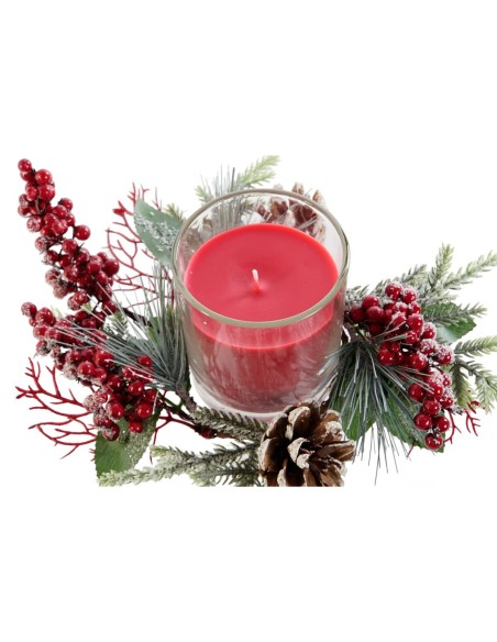 Bougie DKD Home Decor Rouge Vert 20 x 20 x 9 cm 8 x 8 x 9 cm (2 Unités)