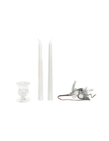 Chandelles DKD Home Decor Blanc Noël 21 x 10 x 5 cm 2 x 2 x 20 cm (4 Pièces)