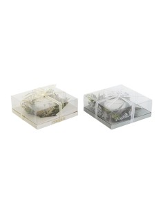 Bougie DKD Home Decor Doré Argenté Noël 21,5 x 21,5 x 8,5 cm (2 Unités)