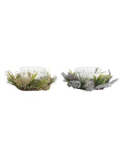 Bougie DKD Home Decor Doré Argenté Noël 21,5 x 21,5 x 8,5 cm (2 Unités) 2