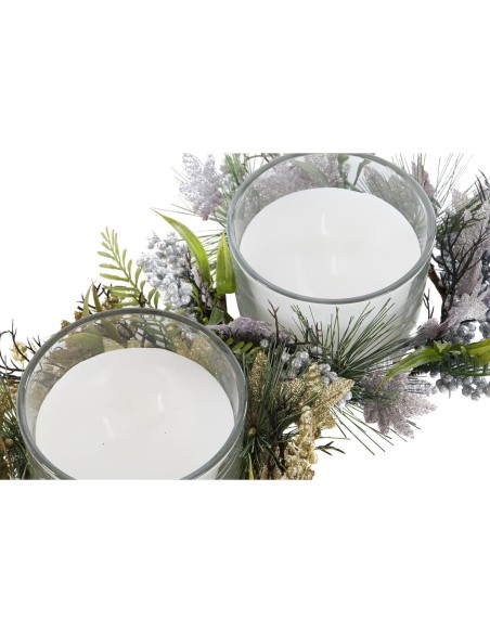 Bougie DKD Home Decor Doré Argenté Noël 21,5 x 21,5 x 8,5 cm (2 Unités)