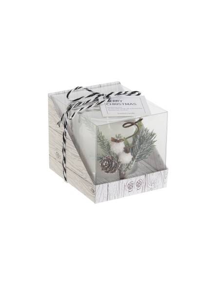 Bougie DKD Home Decor Blanc Noël 10,5 x 8,5 x 8,5 cm