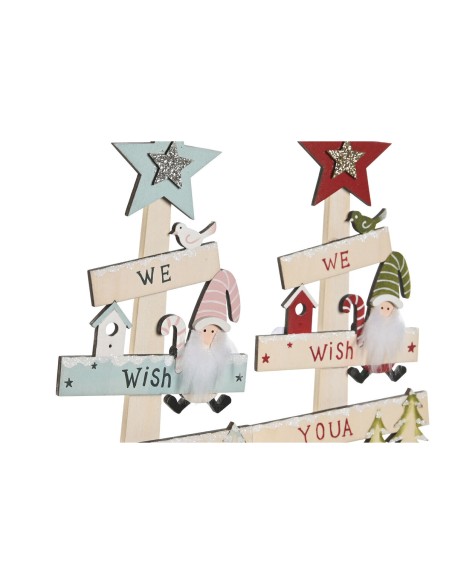 Sapin de Noël DKD Home Decor Rouge Rose Bois 17,5 x 5 x 38 cm (2 Unités)