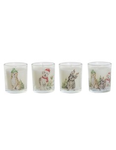 Bougie DKD Home Decor Blanc 5 x 5 x 6 cm (4 Unités)