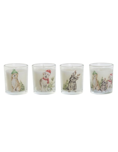 Bougie DKD Home Decor Blanc 5 x 5 x 6 cm (4 Unités)