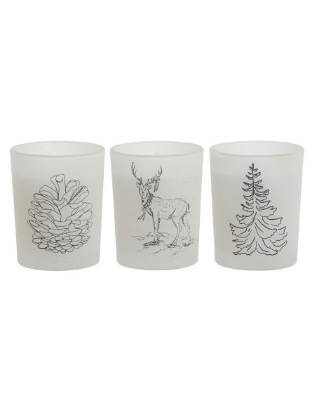 Bougie DKD Home Decor Blanc Noël 5 x 5 x 6 cm (3 Unités)