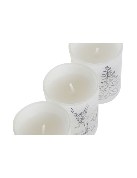 Bougie DKD Home Decor Blanc Noël 5 x 5 x 6 cm (3 Unités)