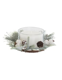 Bougie DKD Home Decor Blanc Noël 15 x 15 x 5.5 cm 13 x 13 x 5,5 cm