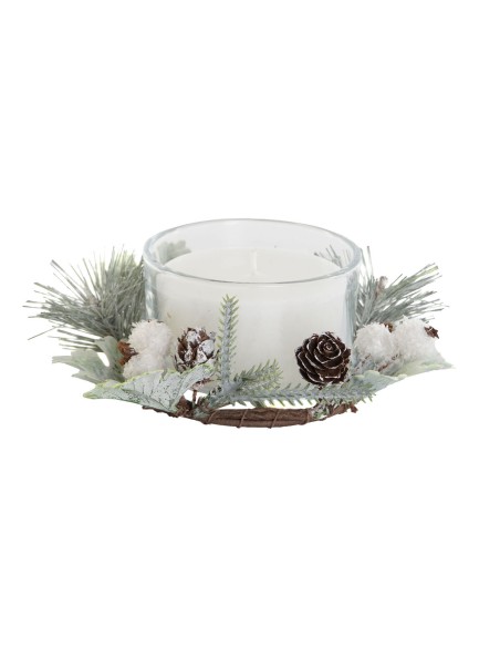 Bougie DKD Home Decor Blanc Noël 15 x 15 x 5.5 cm 13 x 13 x 5,5 cm