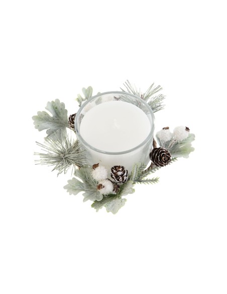 Bougie DKD Home Decor Blanc Noël 15 x 15 x 5.5 cm 13 x 13 x 5,5 cm